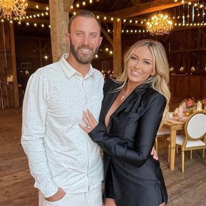 Paulina Gretzky, partner of pro golfer Dustin Johnson, checks her cell phone during the third round of the 2020 Masters golf tournament at Augusta National Golf Club in Augusta, Georgia on Saturday, November 14, 2020. Masters 2020, Augusta, Georgia, United States - 14 Nov 2020