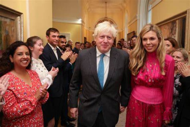 Prime Minister, Boris Johnson and his girlfriend, Carrie Symonds leave Downing Street to attend the Remembrance Sunday Ceremony at the Cenotaph in Whitehall. Remembrance Sunday events are held across the country today as the UK remembers and honours those who have sacrificed themselves in two world wars and other conflicts. Politicians in Westminster, London, UK - 10 Nov 2019