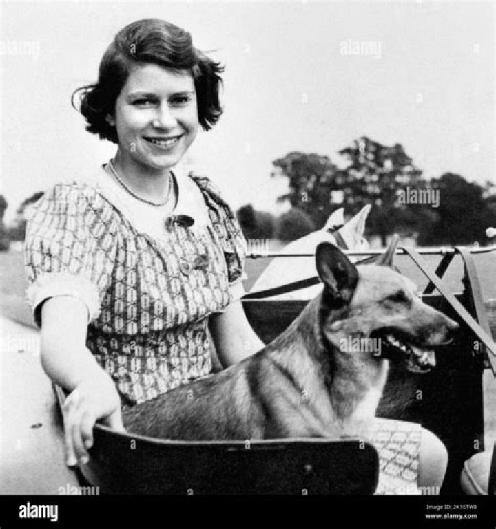 PRINCESS ELIZABETH, NOW QUEEN ELIZABETH II, LEARNING TO DRIVE AT THE MILITARY POLICE CENTRE. PICTURES FROM THE PHOTO ALBUM BELONGING TO VIOLET WELLESLEY - 1945 PRINCESS ELIZABETH BEING TAUGHT TO DRIVE BY VIOLET WELLESLEY, MILITARY POLICE TRAINING CENTRE, CAMBERLEY, SURREY, BRITAIN