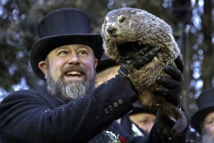 Punxsutawney Phil With his Handler