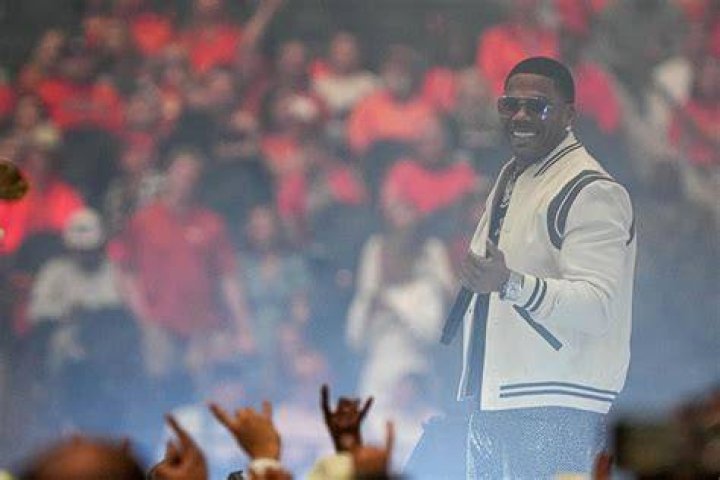 Rapper Nelly performs at halftime during a week 15 NFL football game between the Carolina Panthers and the New Orleans Saints on Monday, Dec. 17, 2018 in Charlotte, N.C. New Orleans won 12-9. (Aaron M. Sprecher via AP)