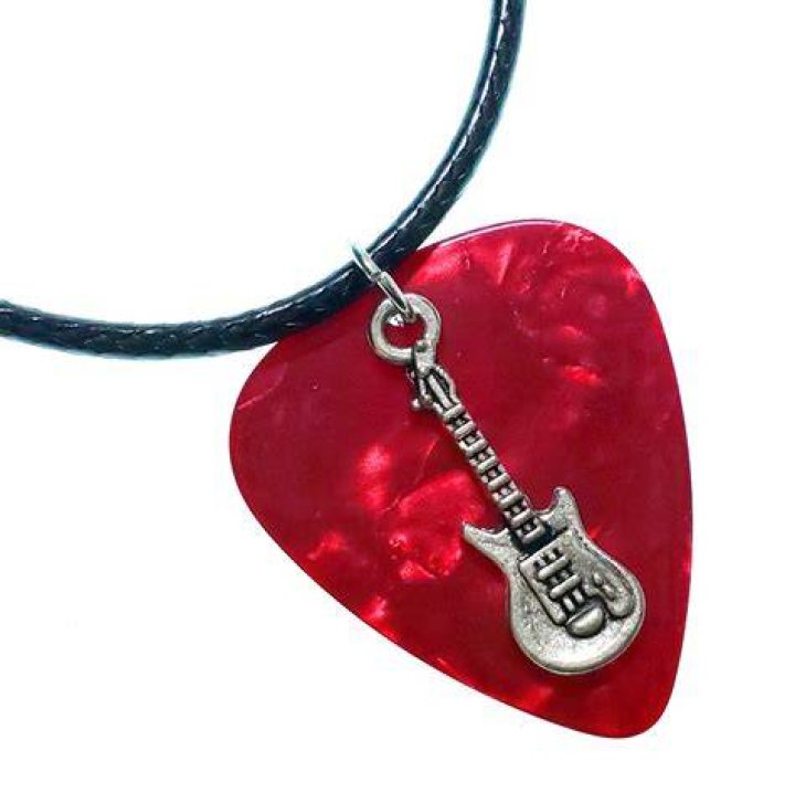 Red guitar pick necklace