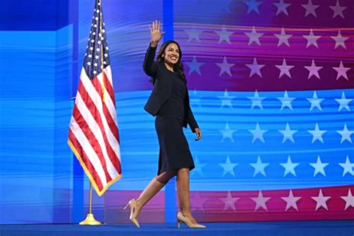 Representative Alexandria Ocasio-Cortez, Democrat of New York, leaves after speaking at a press conference calling for an end to immigrant detentions along the Southern United States border held at the United States Capitol in Washington, DC. Representitives Ilhan Omar and Alexandria Ocasio-Cortez press conference, Washington DC, USA - 07 Feb 2019