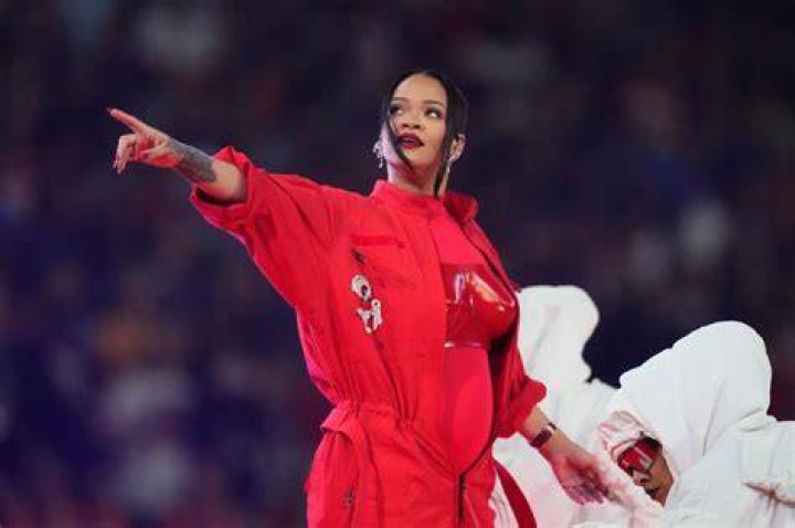Rihanna performs during the halftime show at the NFL Super Bowl 57 football game between the Kansas City Chiefs and the Philadelphia Eagles, in Glendale, ArizSuper Bowl Football, Glendale, United States - 12 Feb 2023