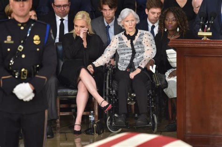 Roberta McCain, mother of US Senator John McCain, R-Ariz., wipes her eyes as she looks at his casket in the Rotunda of the US Capitol, in Washington, DC, USA, 31 August 2018. McCain will lie in state at the US Capitol and have a funeral service at the National Cathedral before being laid to rest at the US Naval Academy in Annapolis, Maryland. McCain died 25 August, 2018 from brain cancer at his ranch in Sedona, Arizona, USA. He was a veteran of the Vietnam War, served two terms in the US House of Representatives, and was elected to five terms in the US Senate. McCain also ran for president twice, and was the Republican nominee in 2008. Casket of Senator John McCain laid in state at US Capitol in Washington, USA - 31 Aug 2018