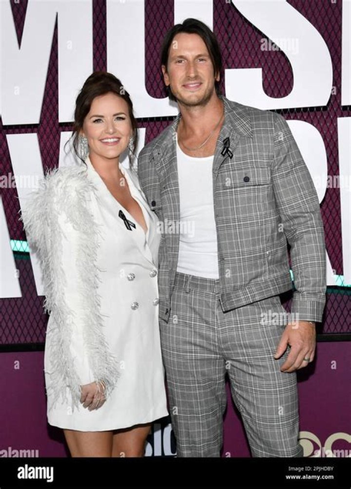 Russell Dickerson, left, and Kailey Dickerson arrive at the 53rd annual CMA Awards at Bridgestone Arena on Wednesday, Nov. 13, 2019, in Nashville, Tenn. (Photo by Evan Agostini/Invision/AP)