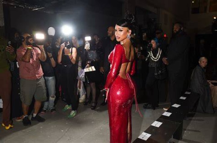 Saweetie The Blonds show, Front Row, Fall Winter 2020, New York Fashion Week, USA - 09 Feb 2020 Wearing The Blonds Same Outfit as catwalk model *9058143m