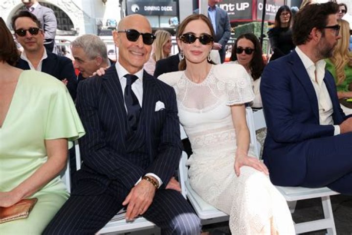 Stanley Tucci out for walk with his children in Manhattan. Tucci pointed to street construction at the intersection of 57th Street and 8th Avenue. Pictured: Stanley Tucci,Nicolo Tucci,Isabel Tucci,Stanley Tucci Nicolo Tucci Isabel Tucci Ref: SPL452387 271012 NON-EXCLUSIVE Picture by: SplashNews.com Splash News and Pictures USA: +1 310-525-5808 London: +44 (0)20 8126 1009 Berlin: +49 175 3764 166 World Rights