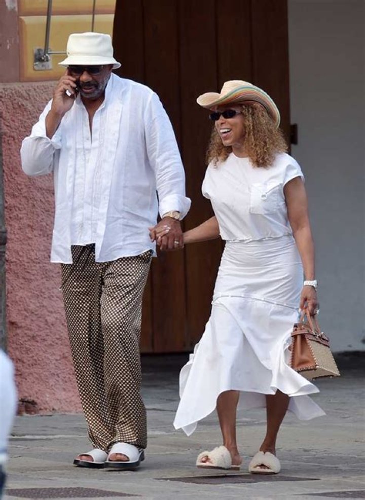 Steve Harvey, Marjorie Bridges, Wynton, Lori Comedian and talk show host American Steve Harvey, 2nd right, and left, his wife Marjorie Bridges, 2nd left, her children Wynton, left, and Lori, right, during the world's audiovisual and digital content market MIPTV in Cannes, southern France France MIPTV, Cannes, France