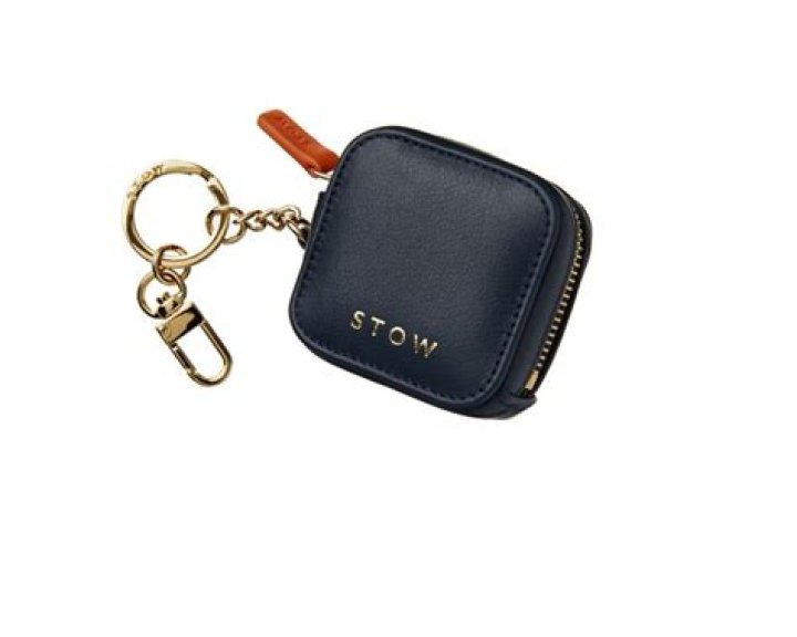 STOW Clip-On Earphone Case &ndash; Sapphire Blue & Pale Grey, $170, stowlondon.co.uk