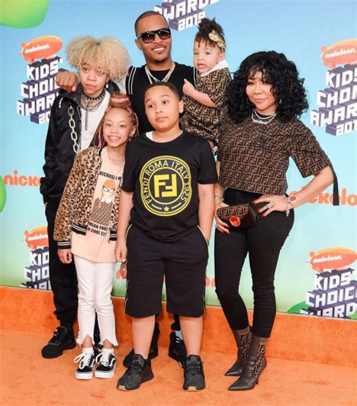 T I. (CL), Tameka "Tiny" Harris (R) and their children (from L) Clifford 'King' Joseph Harris III, Layah Amore Harris, Heiress Diana Harris and Major Philant HarrisNickelodeon Kids' Choice Awards, Arrivals, Galen Center, Los Angeles, USA - 23 Mar 2019