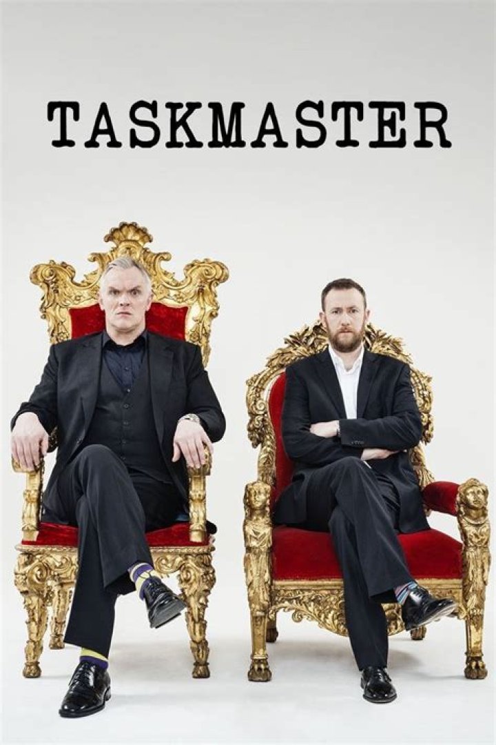 Taskmaster -- "Stuck in a mammal groove." -- Image: TKM103_SG_0006r -- Pictured: Alex Horne and Greg Davies -- Photo: Avalon UKTV -- &copy; 2020 Avalon UKTV. All rights reserved.