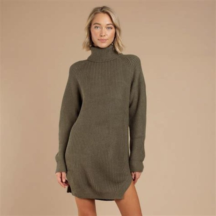 Tobi Knit While You&rsquo;re Ahead Olive Sweater Dress, $43