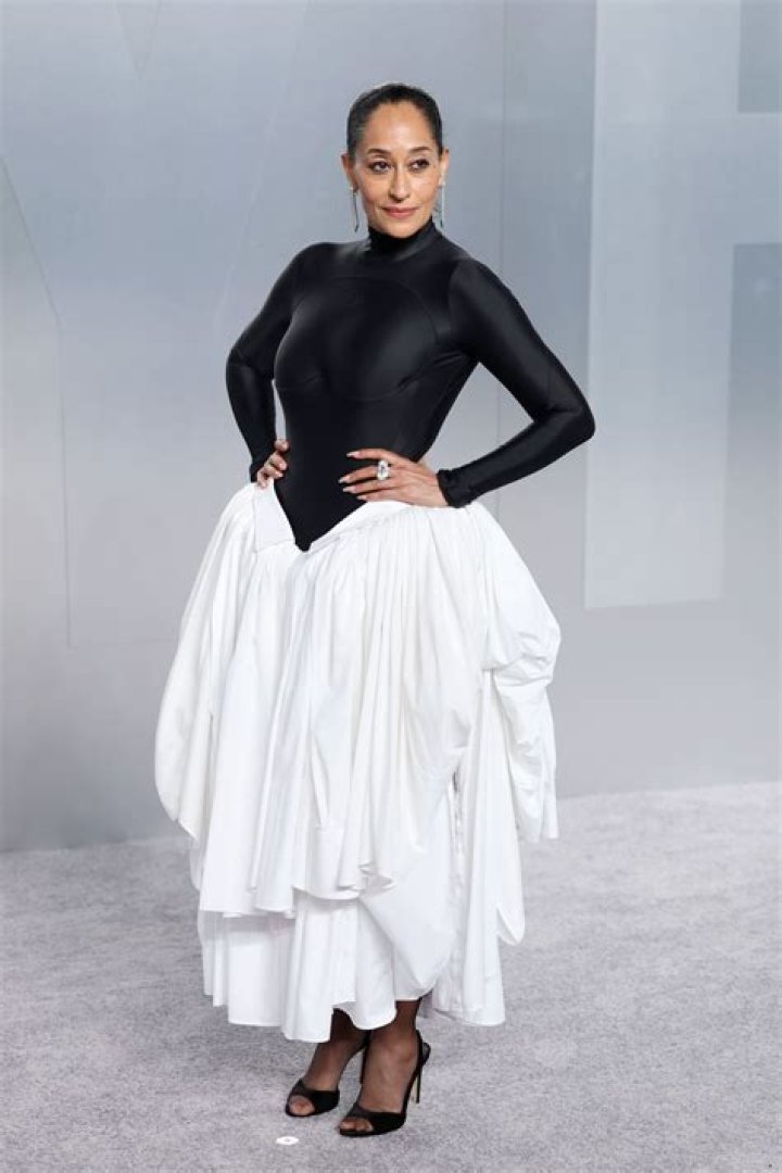 Tracee Ellis Ross Vanity Fair Oscar Party, Arrivals, Los Angeles, USA - 09 Feb 2020 Wearing Zuhair Murad Same Outfit as catwalk model *10532162d