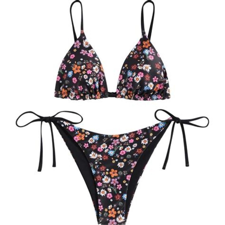 Two Piece Triangle Floral String Bikini