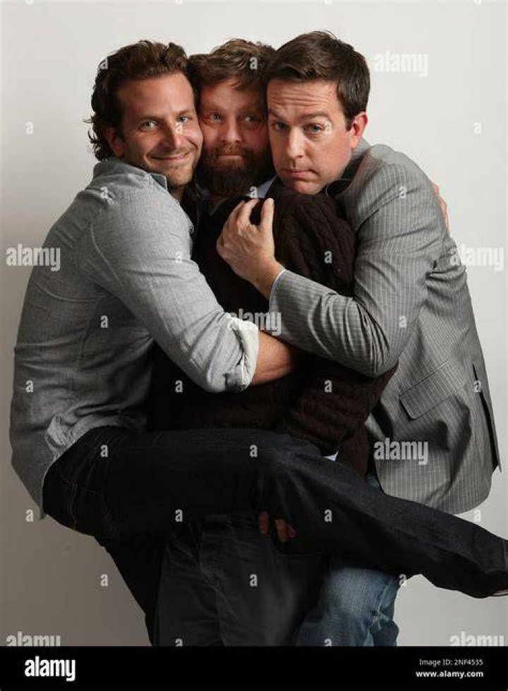 Zach Galifianakis, Bradley Cooper and Ed Helms in a scene from The Hangover