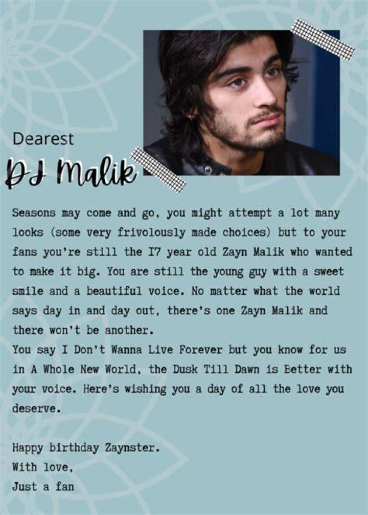Zayn Malik Fan Letter